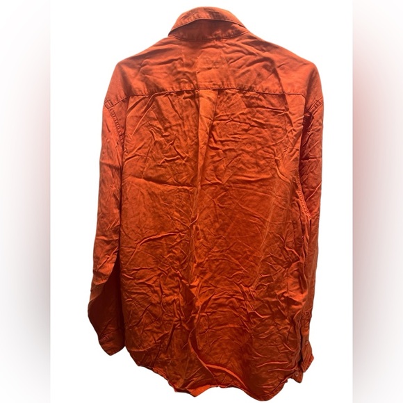 2 for $25 - Vintage orange Indigo palms button down long sleeve - Picture 2 of 3